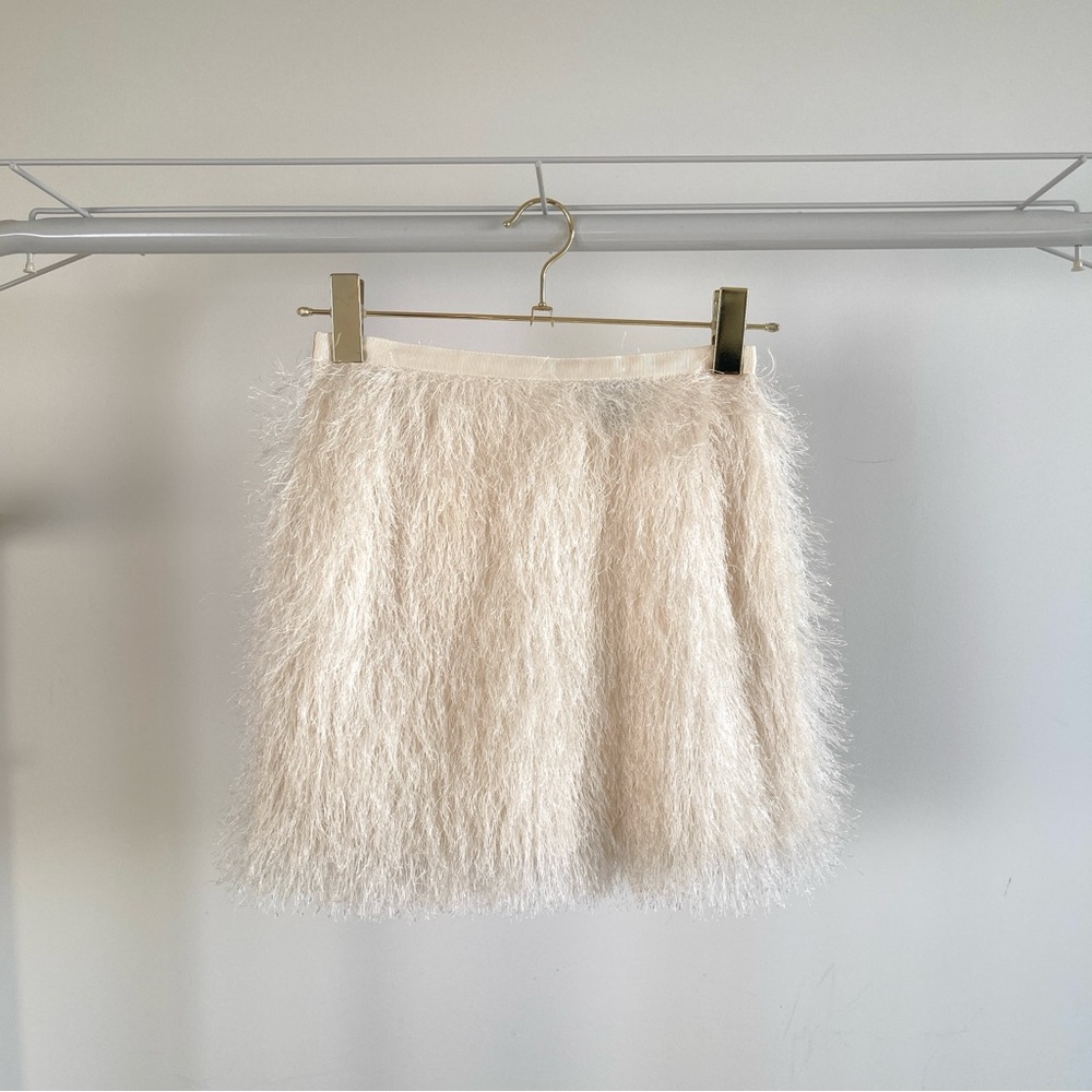 H&M White Fringe Mini Skirt